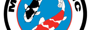 Logo for Mid-Atlantic Koi Club featuring a red-and-white koi and a black-and-white koi in a blue circle.