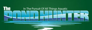 Logo for "The Pond Hunter" by Mike Gannon, with the tagline on a green background—perfect for koi pond and pond care lovers.