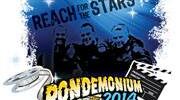 Logo for Pondemonium 2014, with film reels, clapperboard, and the phrase "Reach for the Stars.