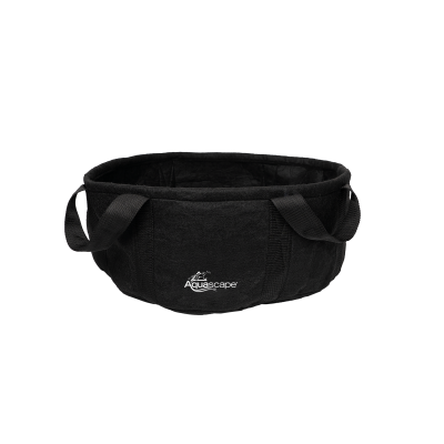 Black fabric planter with handles and "Aquascape" logo, displayed on a plain white background.