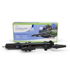 AquaScape UltraKlear 1000 UV Clarifier device is displayed in front of its packaging box.